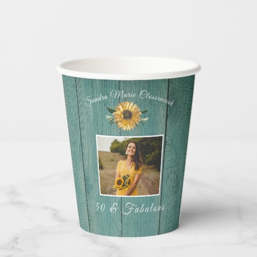 Gobelets En Papier Rustique 50 et fabuleux | Tournesol (Verso)