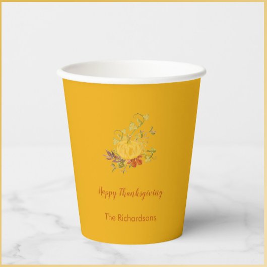 Gobelets En Papier Rustique Automne Automne Couleur Citrouille Thanks