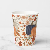 Gobelets En Papier Rustique Automne Citrouille Feuille Fleur sauvage (Verso)