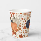 Gobelets En Papier Rustique Automne Citrouille Feuille Fleur sauvage (Recto)
