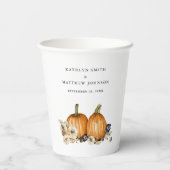 Gobelets En Papier Rustique Botanique Automne Citrouille Mariage de a (Verso)