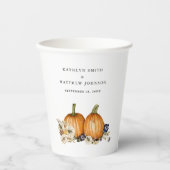 Gobelets En Papier Rustique Botanique Automne Citrouille Mariage de a (Recto)