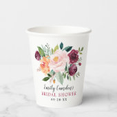 Gobelets En Papier Rustique Bourgogne Blush automne Fête des mariées (Verso)