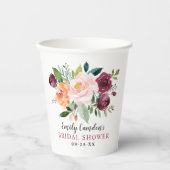 Gobelets En Papier Rustique Bourgogne Blush automne Fête des mariées (Recto)