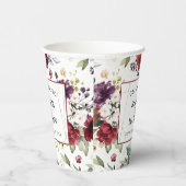 Gobelets En Papier Rustique Bourgogne Blush Floral Abstrait Mariage (Droite)