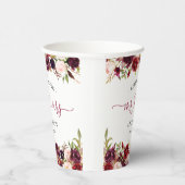 Gobelets En Papier Rustique Bourgogne Rouge Floral M. Mme Mariage Scr (Droite)