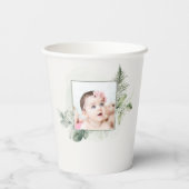 Gobelets En Papier Rustique Green Eucalyptus Fern Foliage Photo Baptê (Verso)