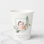 Gobelets En Papier Rustique Green Eucalyptus Fern Foliage Photo Baptê (Recto)