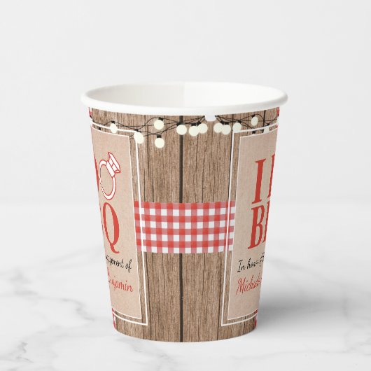 Gobelets En Papier Rustique I Do BBQ Engagement Partie Couples Douche (Gauche)