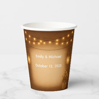 Gobelets En Papier Rustique Mason Jar & String Mariage