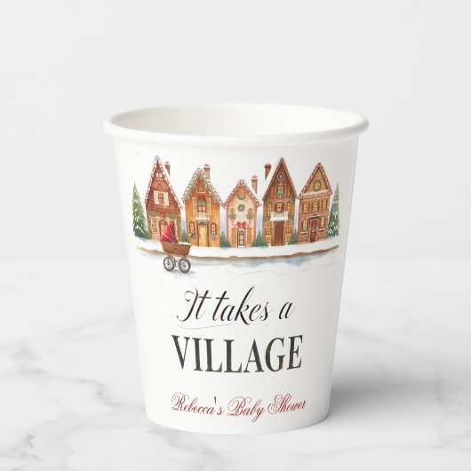 Gobelets En Papier Rustique Stroller Village Maisons Baby shower d'hi (Verso)