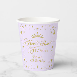 Gobelets En Papier Sa Royal Fiveness Gold Princess 5e anniversaire