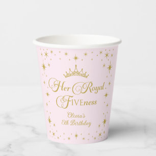 Gobelets En Papier Sa Royal Fiveness Gold Princess 5e anniversaire