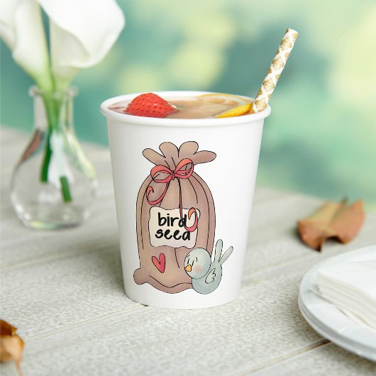 Gobelets En Papier Sac à graines d'oiseaux avec cou et coeur