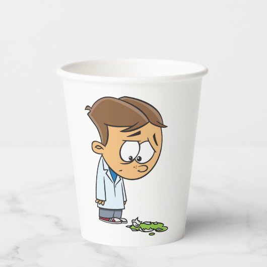 Gobelets En Papier Sad Boy Scientist avec Broken Experiment (Recto)