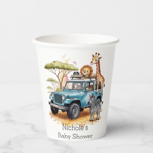 Gobelets En Papier Safari Adventure Boy Baby shower (Recto)
