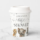 Gobelets En Papier Safari Animaux Baby shower moderne (Verso)
