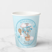 Gobelets En Papier Safari Animaux Ballons Baby shower Garçon bleu (Verso)