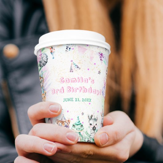 Gobelets En Papier Safari Animaux Fille Anniversaire