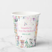 Gobelets En Papier Safari Animaux Fille Anniversaire (Recto)