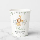 Gobelets En Papier Safari Animaux, Jungle, Animaux sauvages, Baby sho (Verso)