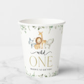 Gobelets En Papier Safari Animaux, Jungle, Sauvage Un, Premier Annive (Recto)