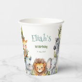 Gobelets En Papier Safari Animaux sauvages Un 1er anniversaire (Verso)