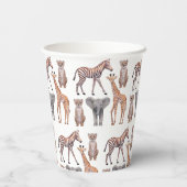 Gobelets En Papier Safari Baby Animals Motif (Verso)