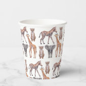 Gobelets En Papier Safari Baby Animals Motif (Recto)