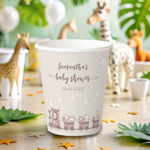 Gobelets En Papier Safari Baby Animals Train Baby shower