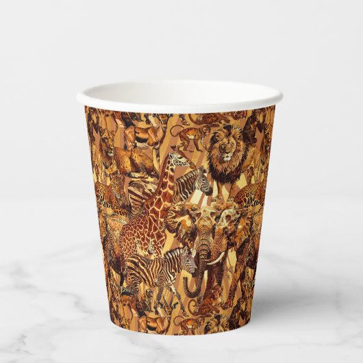 Gobelets En Papier Safari de collection d'animaux sauvages ID1149 (Recto)