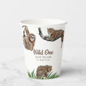 Gobelets En Papier Safari moderne sauvage un 1er anniversaire (Verso)