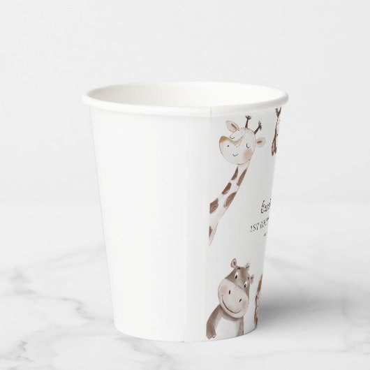 Gobelets En Papier Safari Neutre Cute Jungle Anniversaire (Droite)