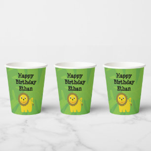 Gobelets En Papier Safari thème anniversaire - tasse de papier lion