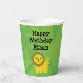 Gobelets En Papier Safari thème anniversaire - tasse de papier lion (Recto)