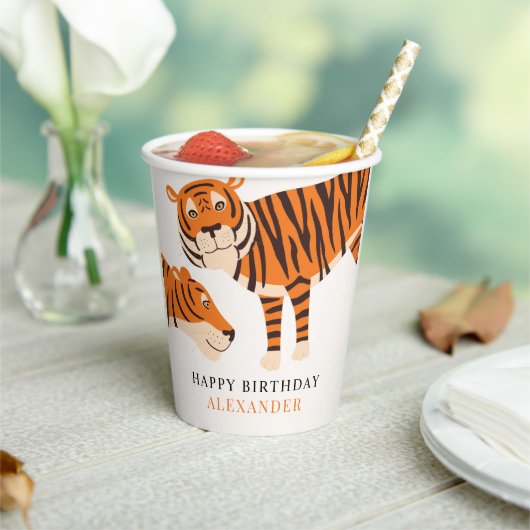 Gobelets En Papier Safari Tiger Enfants Joyeux anniversaire (Insitu)
