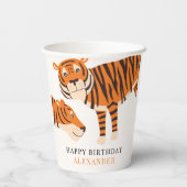 Gobelets En Papier Safari Tiger Enfants Joyeux anniversaire (Verso)