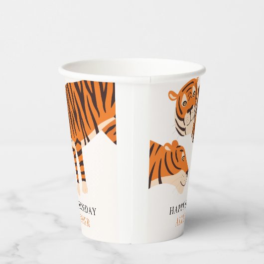 Gobelets En Papier Safari Tiger Enfants Joyeux anniversaire (Droite)