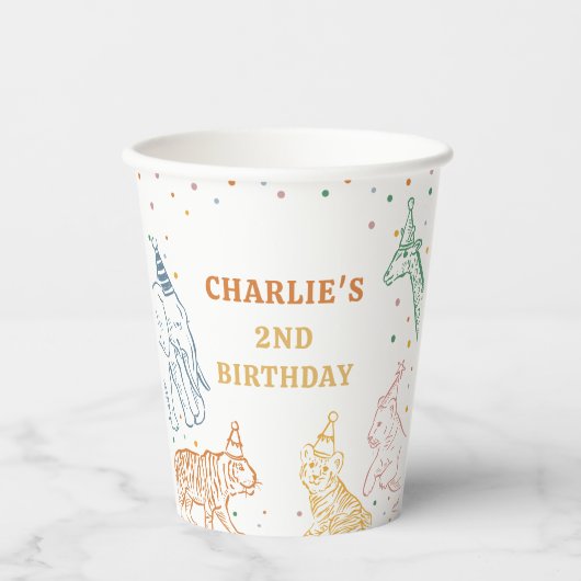 Gobelets En Papier Safari Wild Animals 2nd Birthday (Recto)