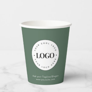 Gobelets En Papier Sage Green Ajouter Custom Business Company Logo Pa