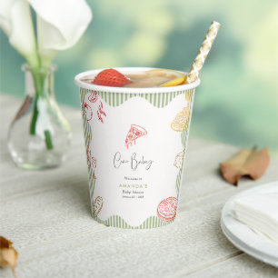 Gobelets En Papier Sage Green Ciao Bébé Pizza Italienne Baby Shower