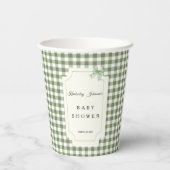 Gobelets En Papier Sage Green En vichy et BowBaby Douche (Verso)