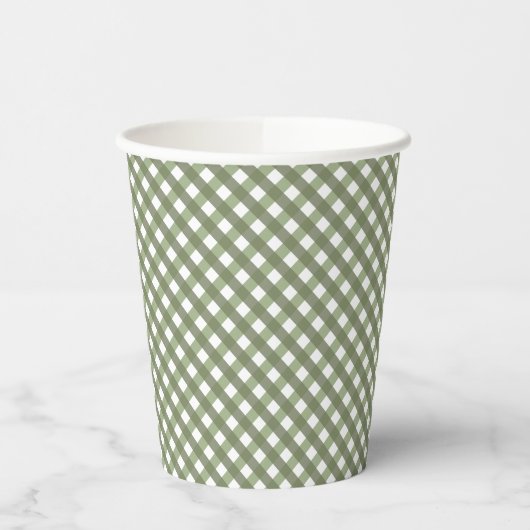 Gobelets En Papier Sage Green En vichy Motif (Gauche)