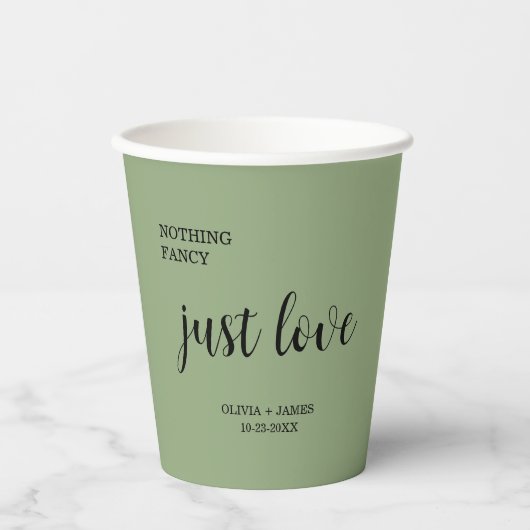 Gobelets En Papier Sage Green Nothing Fancy Just Love Wedding   (Recto)