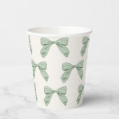 Gobelets En Papier Sage Green Plaid Bow Élégant Baby shower garçon (Gauche)