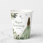 Gobelets En Papier Sage Green Princesse géométrique XV Quinceañera (Verso)
