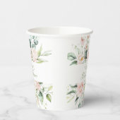 Gobelets En Papier Sage rose Personnalisé Élégant Baby shower Floral (Gauche)