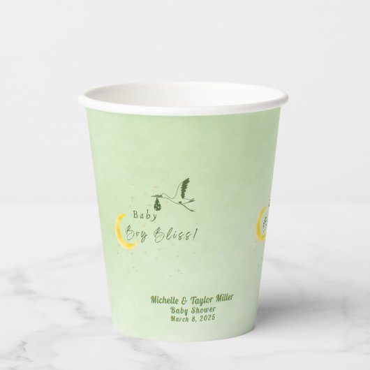 Gobelets En Papier Sage Starlit Baby Boy Bliss (Recto)