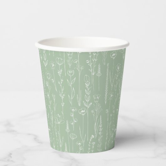Gobelets En Papier Sage Wildflower Party Cup | Botanical Floral (Recto)