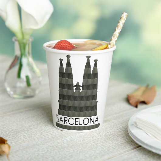 Gobelets En Papier Sagrada Familia Barcelona Skyline
